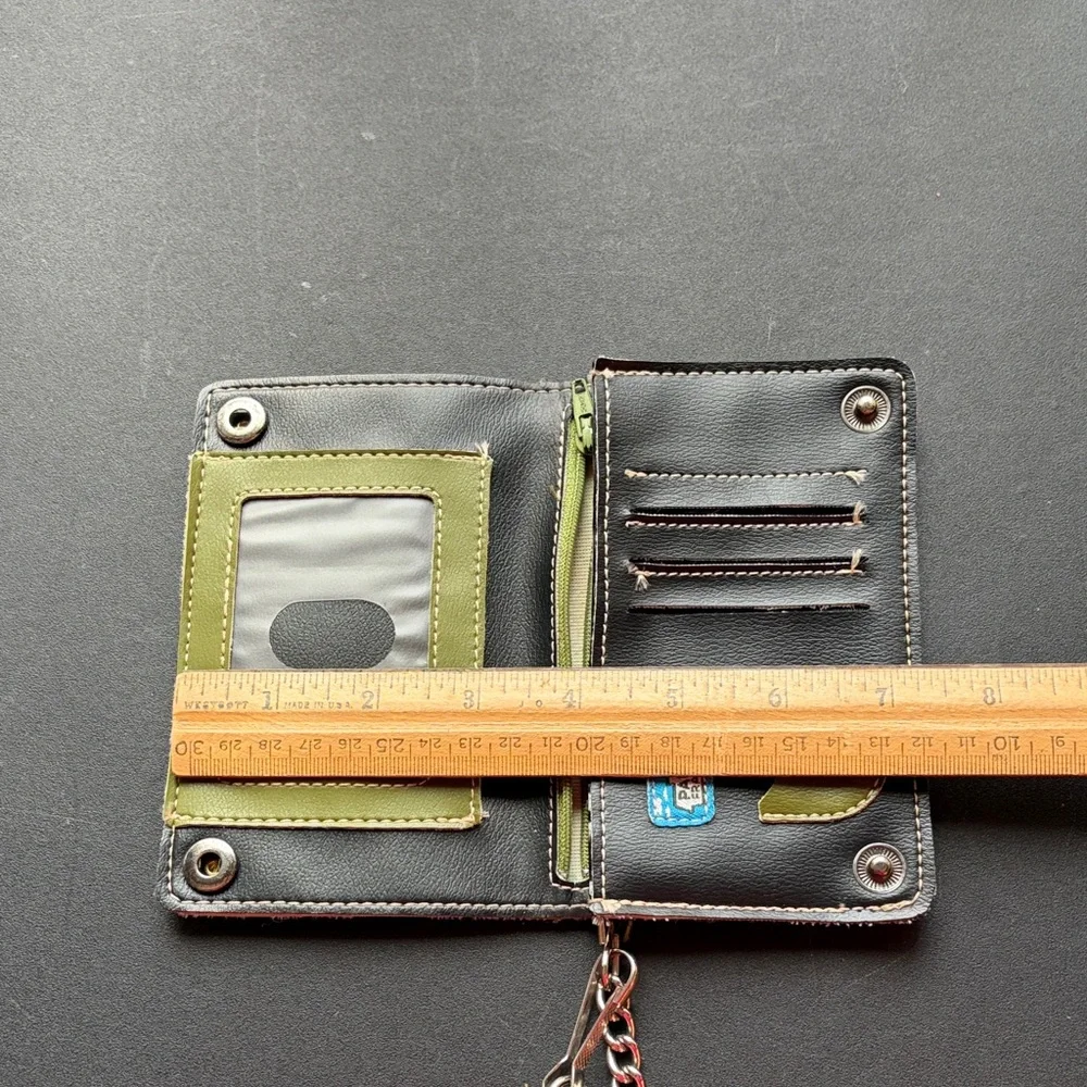Paul Frank Olive Green Julius Monkey Wallet with Chain Strap